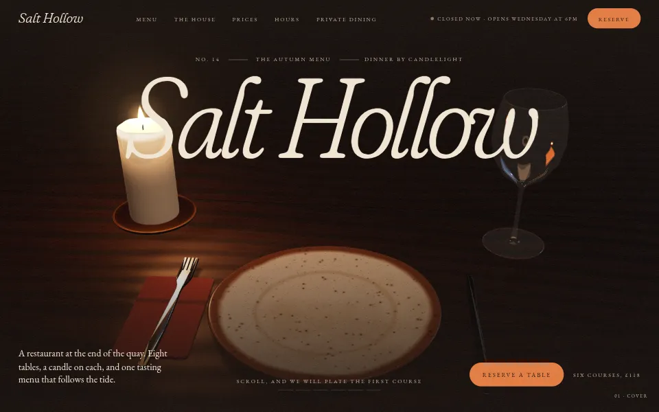 The opening screen of the Salt Hollow demo