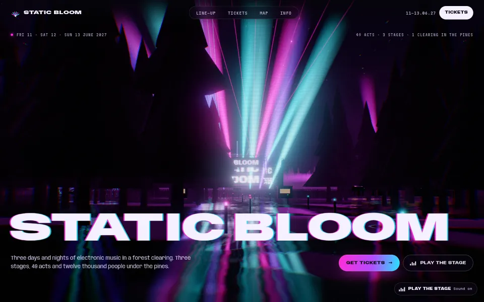 The opening screen of the Static Bloom demo