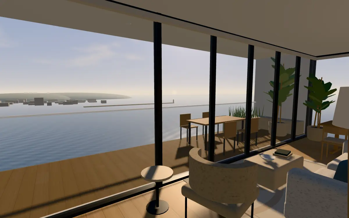 Living, dining, kitchen in the show apartment, 18.01