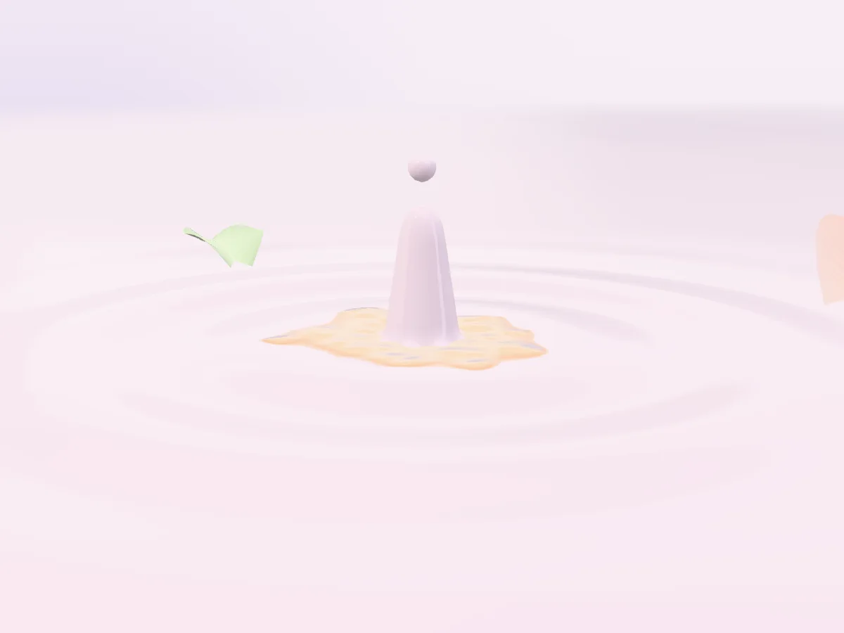 A drop of serum falling from the pipette towards a pool of milk